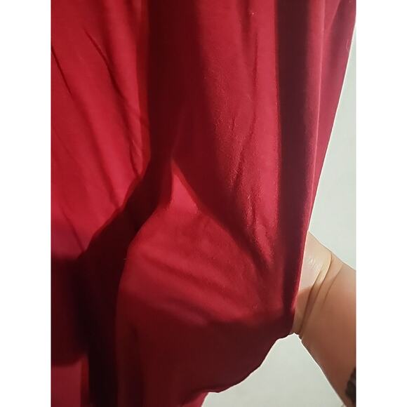 Kancy Store Maxi Dress Pockets Burgundy 2XL Scoop Neck & Back Short Sleeve - Picture 3 of 7